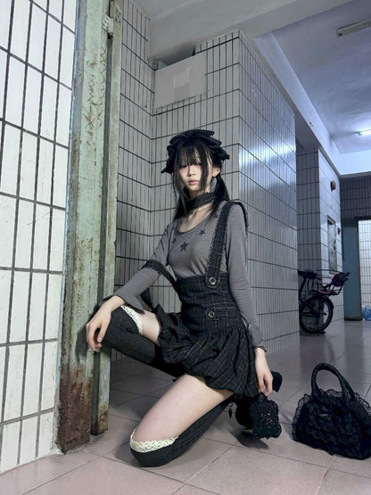 Plaid Halter Poncho Dress Pants【s0000012027】