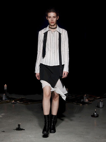 Lace Color Clash Natural Waist Half Skirt【s0000005500】