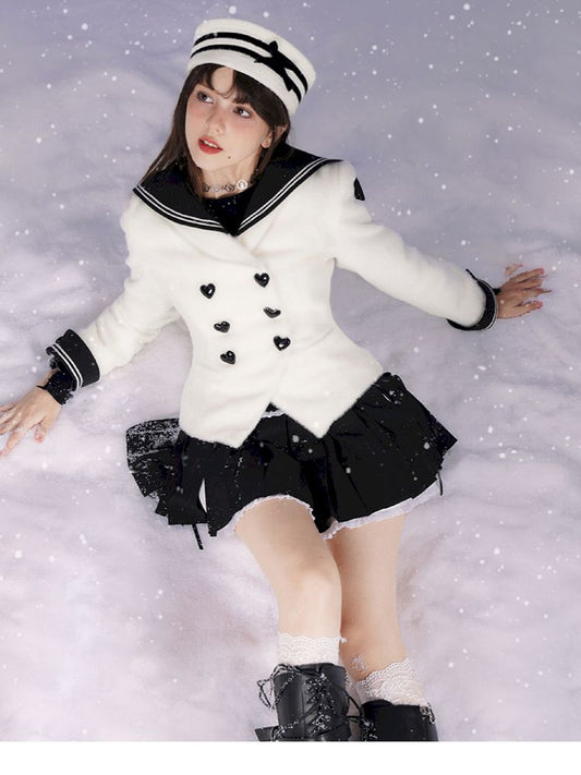 Tweed sailor collar waist coat【s0000005045】