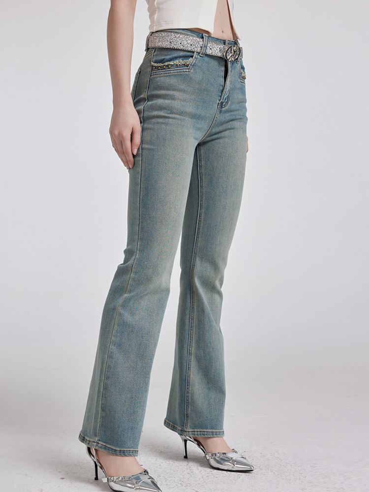 High Street blue ladies skinny jeans【s0000007177】