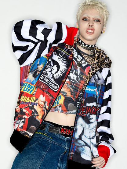 American punk leopard print Zipper Sweatshirt Jacket【s0000010272】