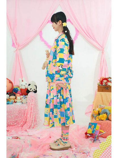 Printing Shaker Pleated Skirt 【s0000004665】