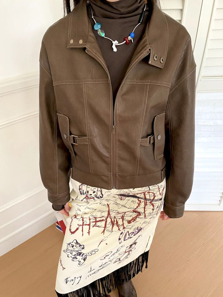 Brown Leather Jacket【s0000010090】