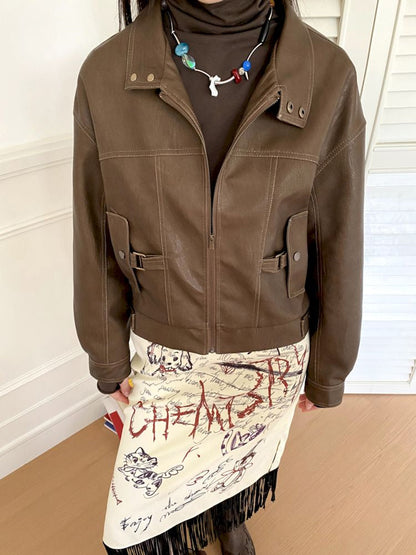 Brown Leather Jacket【s0000010090】