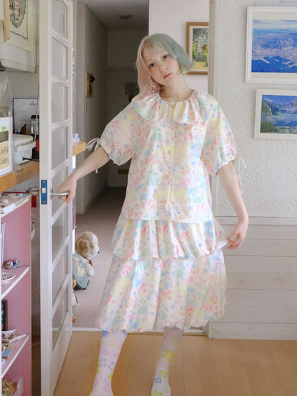 Candy Print Sweet Girl Pod A-line Skirt【s0000009084】