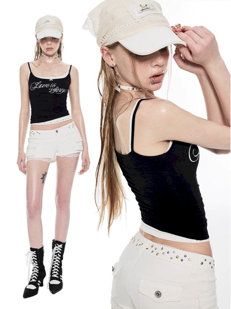 Studded Workwear Low Waisted Hipster Proportionate Shorts【s0000009429】