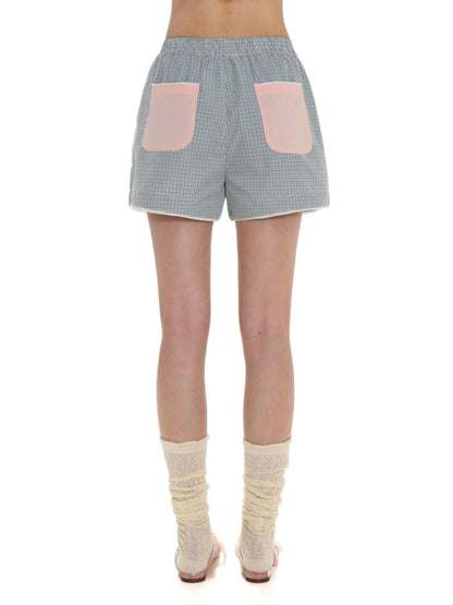 Lace Bow Embroidery Short Sleeve Shorts Pajama Set【s0000008661】