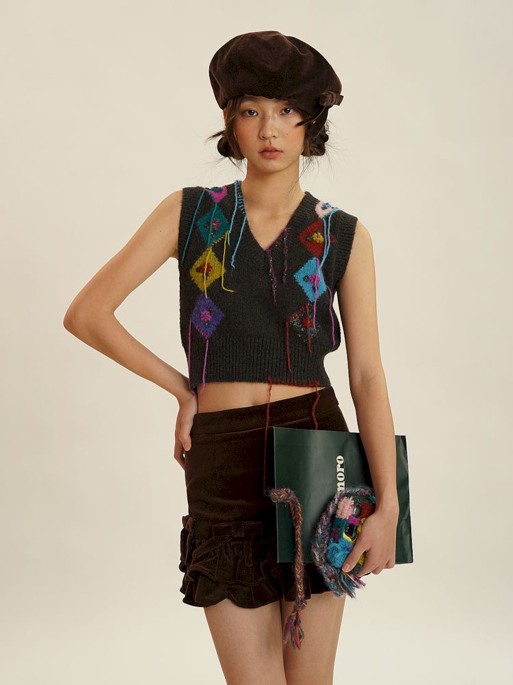 Fringe Sleeveless Knit Vest【s0000006030】