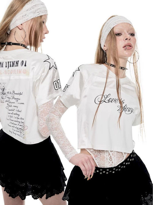 Short Mesh Ballerina Loose Straight Casual T-Shirt【s0000009427】