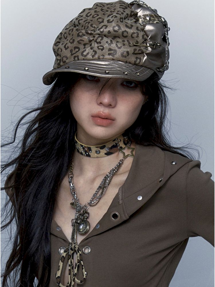 Retro Punk Leopard Hot Drilling Rivets Choker Hundred Collar Bracelet【s0000008997】