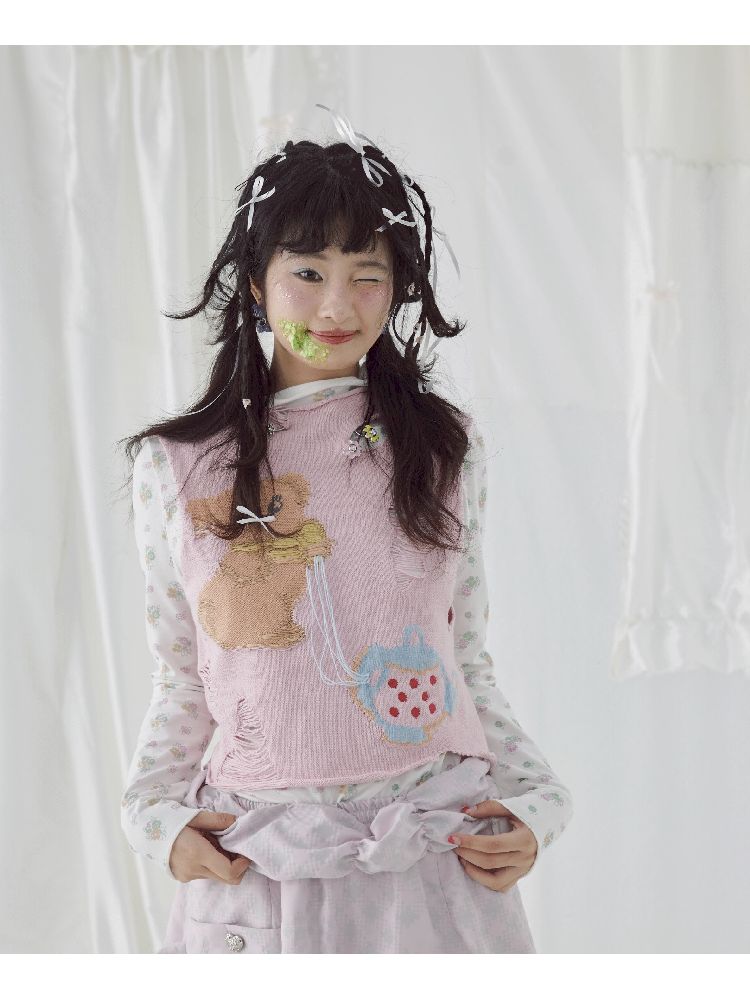 Raglan Cute Knit Vest【s0000004646】