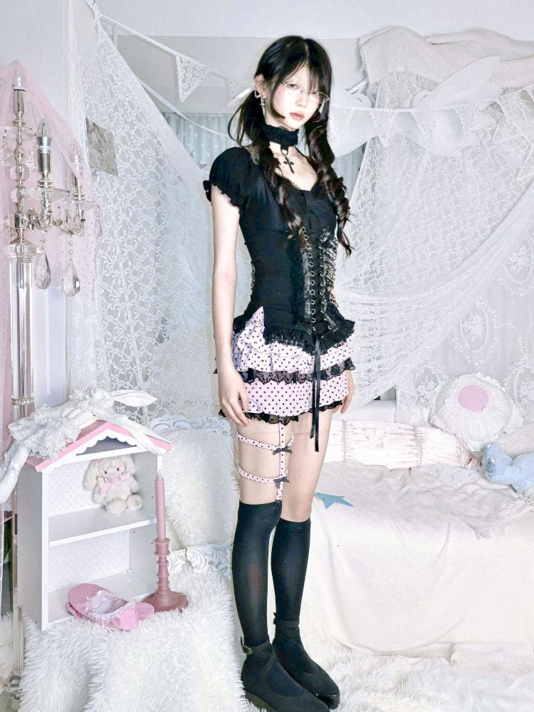 Polka dot pumpkin pants【s0000012694】