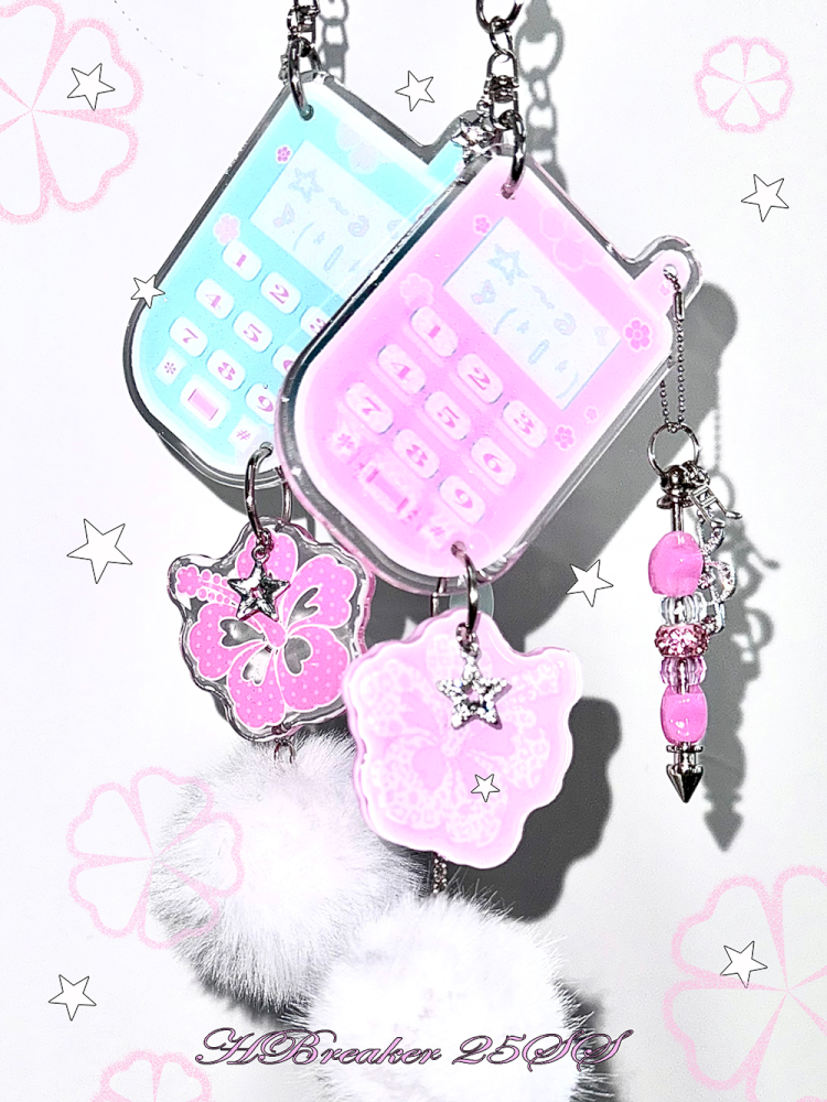 Fuchsia Flower Phone Glitter Drip Hanging【s0000012664】