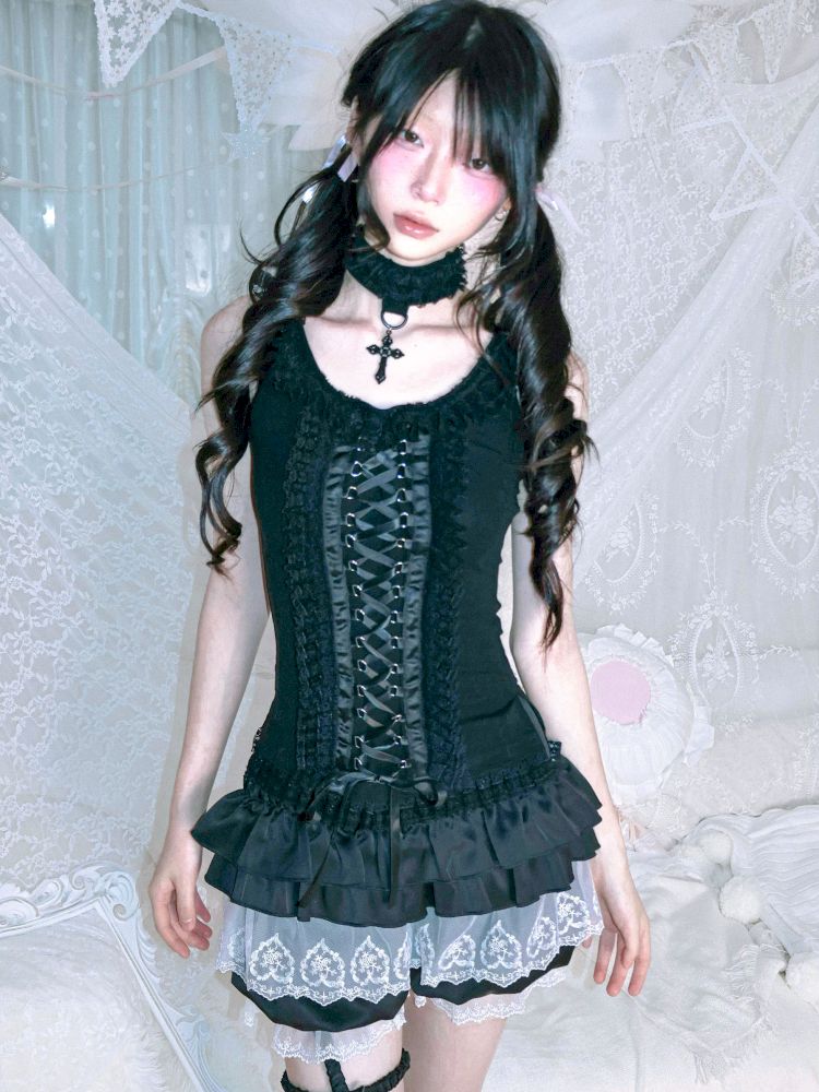 Tie-back tank top/short-sleeved shirt【s0000012692】