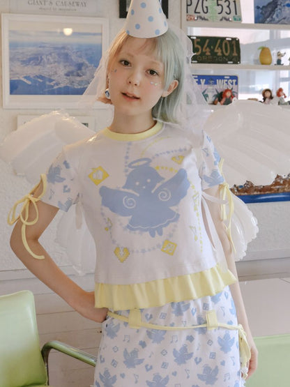 White Angel Cute Printed Girls T-Shirt【s0000009092】