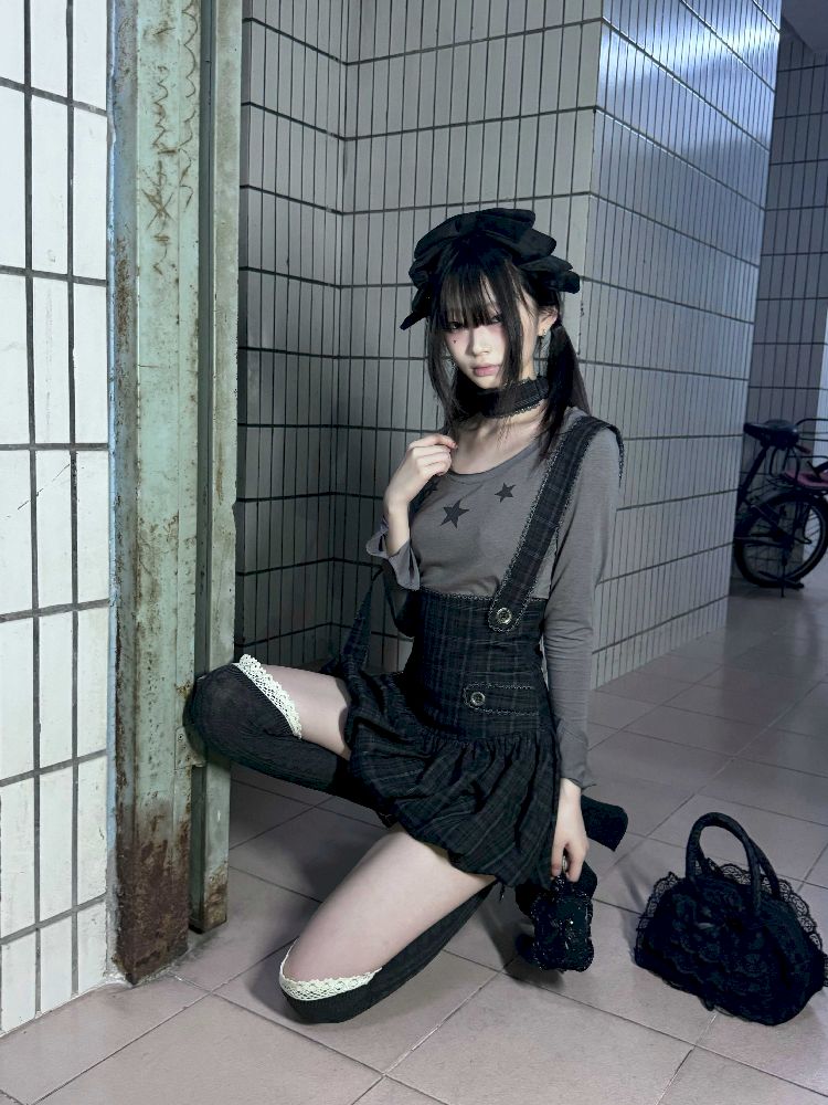 Plaid Halter Poncho Dress Pants【s0000012027】