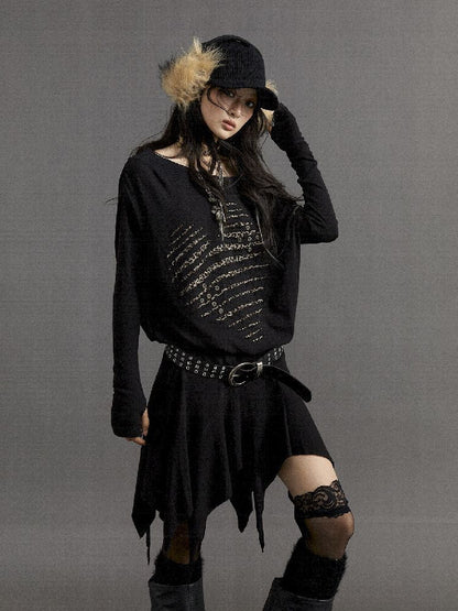 irregular loose bottoming one-shoulder dress