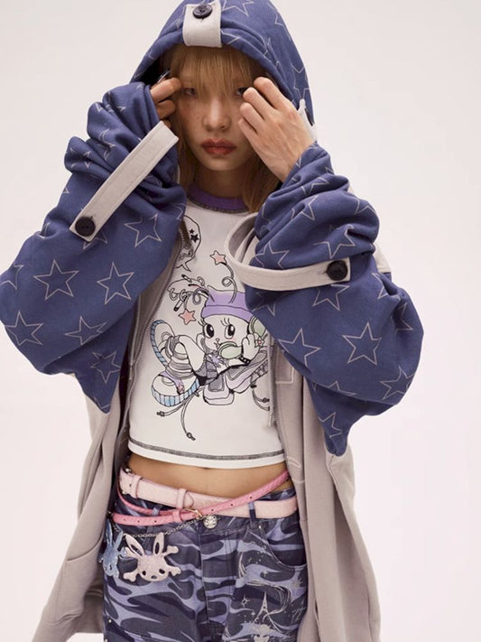 Bunny Skull Embroidery Wide David Coat Jacket【s0000008215】