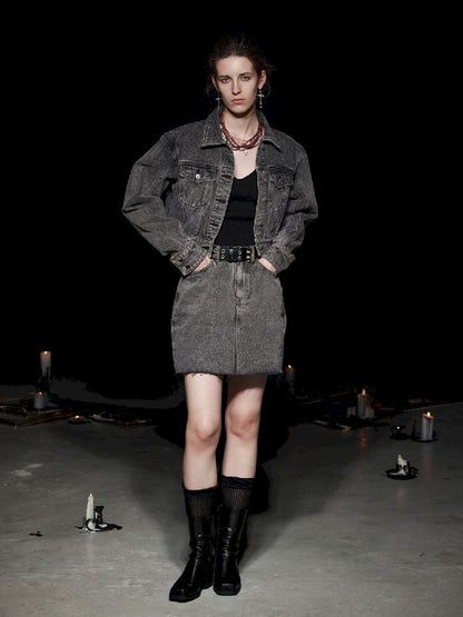 Fried Color Heavy Raw Edge Short Denim Skirt【s0000005493】