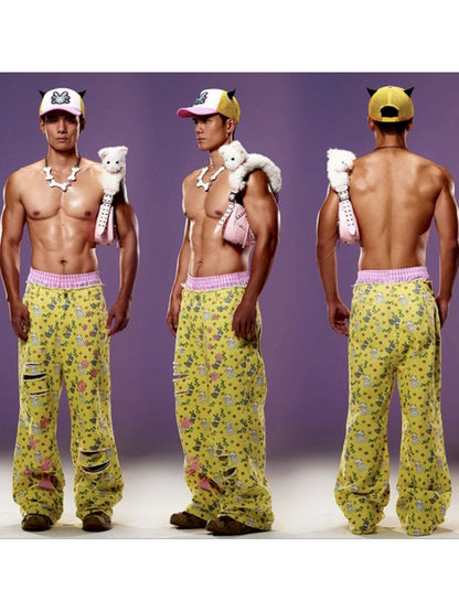 Cat Rabbit Printed Ripped Jeans【s0000008983】