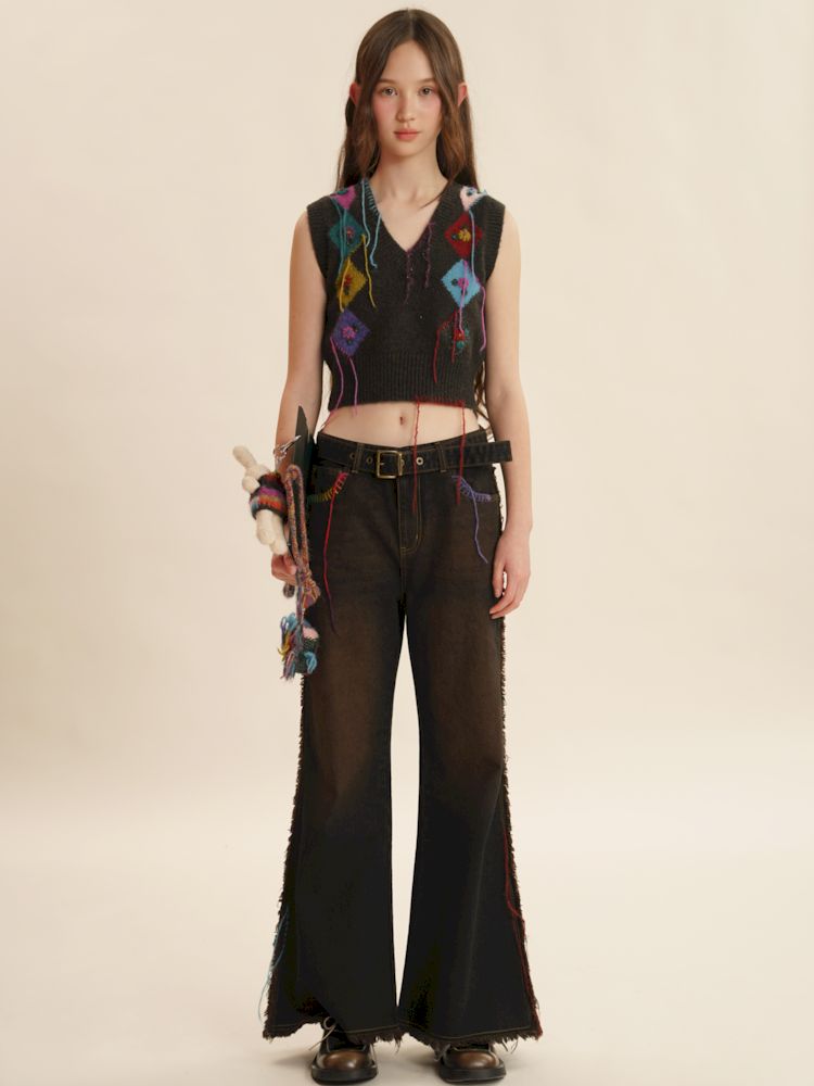 Fringe Sleeveless Knit Vest【s0000006030】