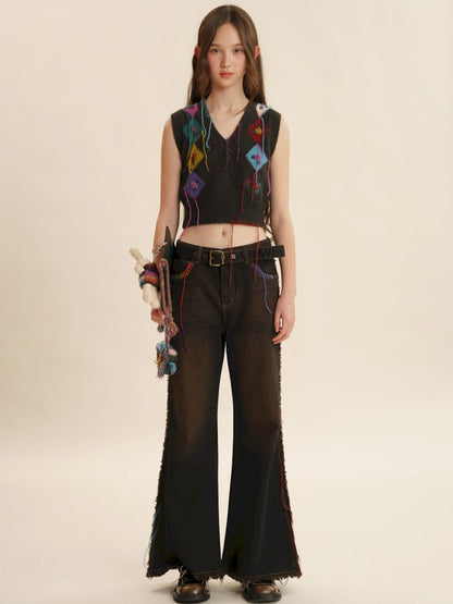 Fringe Sleeveless Knit Vest【s0000006030】