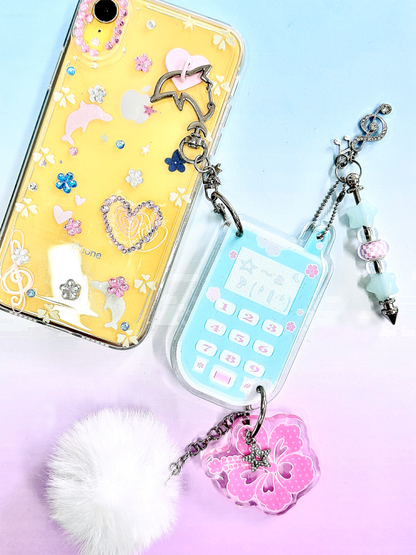 Fuchsia Flower Phone Glitter Drip Hanging【s0000012664】