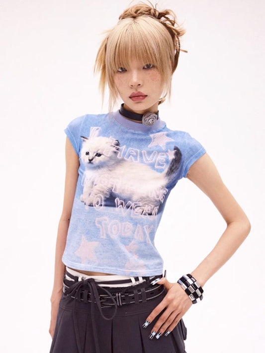 Printed cat's t-shirt【s0000008217】