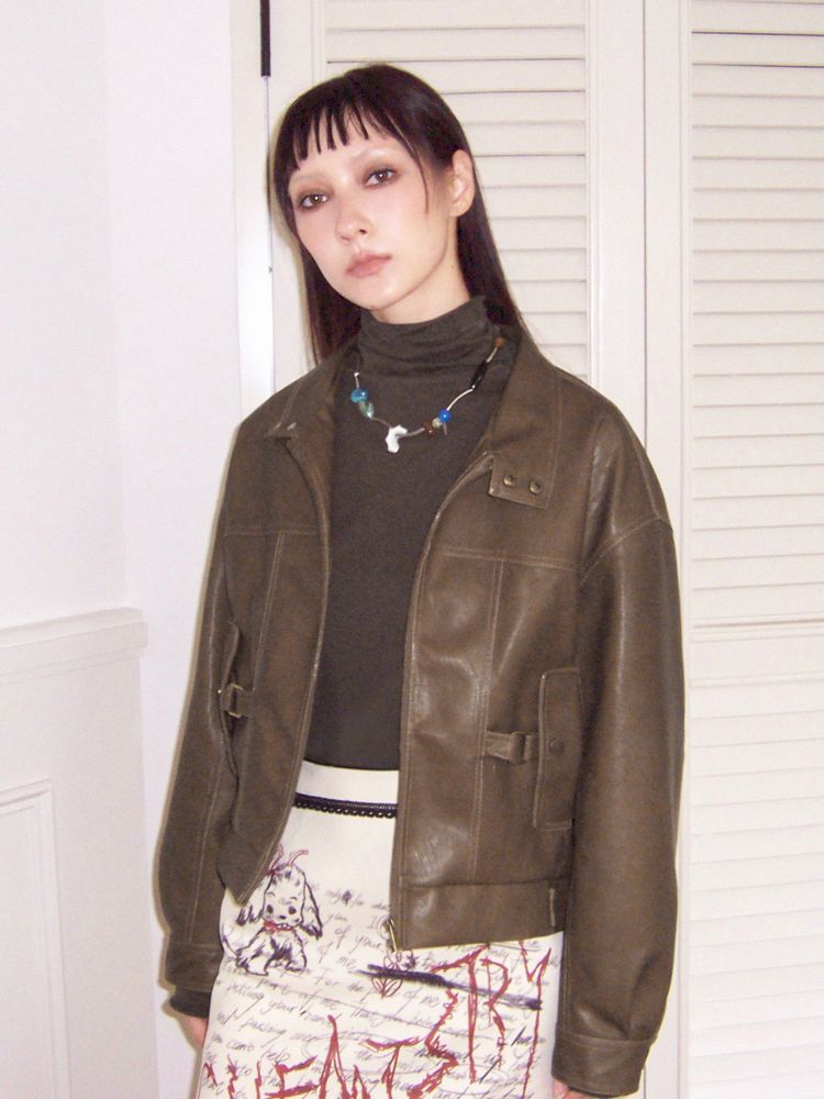 Brown Leather Jacket【s0000010090】