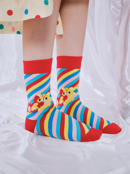 Colourful rainbow day jacquard socks【s0000009095】