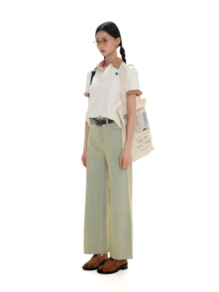 Butterfly M Embroidery Hole Breaking Short Sleeve Polo Shirt【s0000008659】