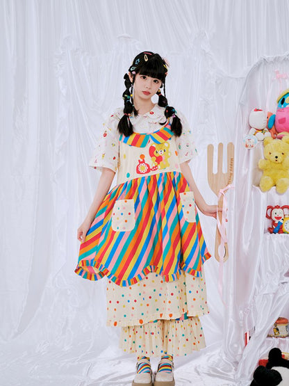 Rainbow Diary Printed Halter Dress【s0000009103】