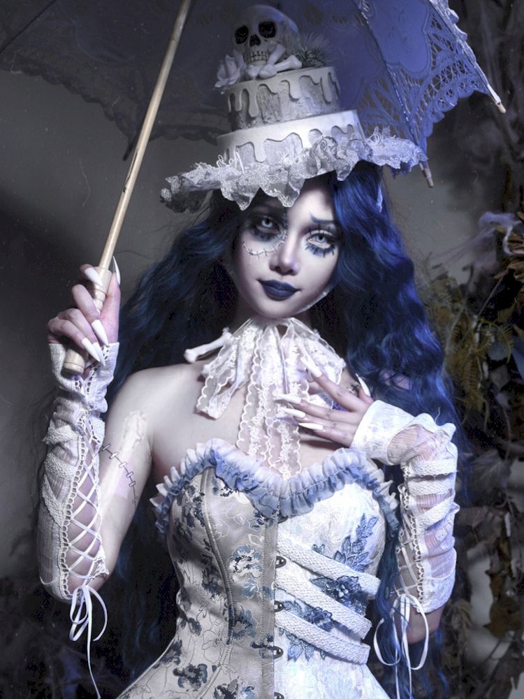 Gothic Ribbed Lace Corset Dress【s0000010034】