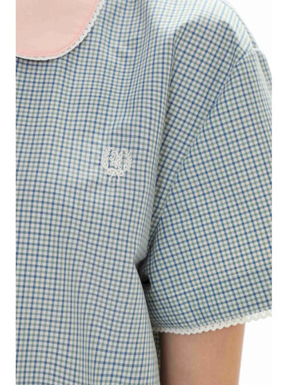 Lace Bow Embroidery Short Sleeve Shorts Pajama Set【s0000008661】