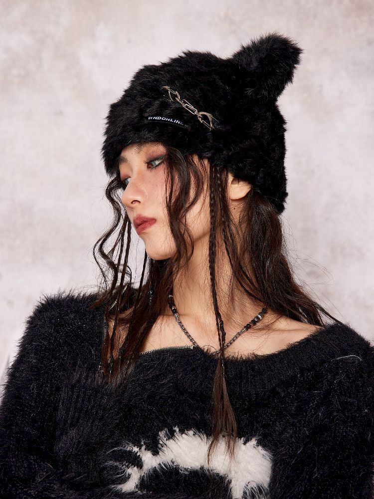 Metallic Punk Cat Ear Wool Hat【s0000004752】