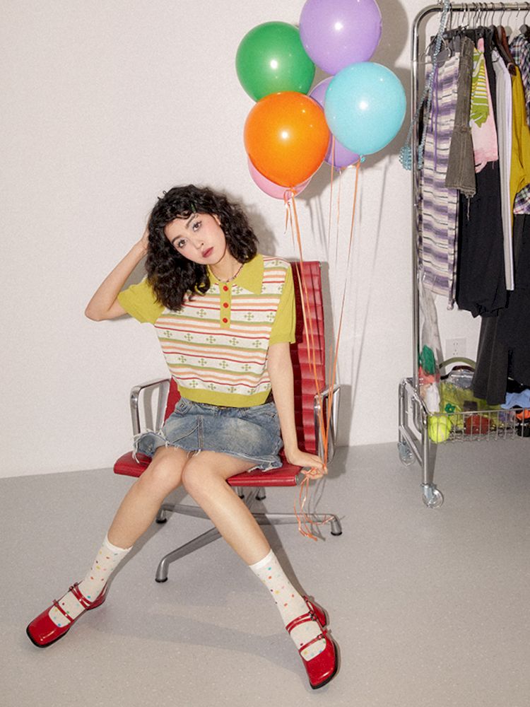 Classic Retro Polo Neck Short Sleeve T-Shirt【s0000008857】