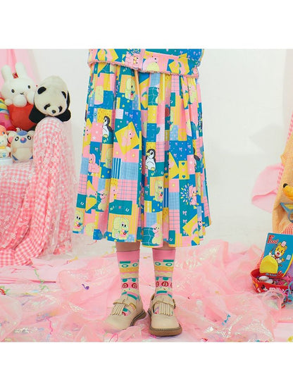 Printing Shaker Pleated Skirt 【s0000004665】