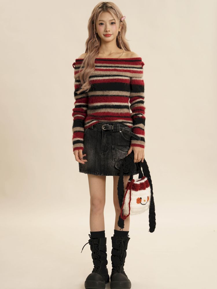 One shoulder Slim sweater【s0000005996】