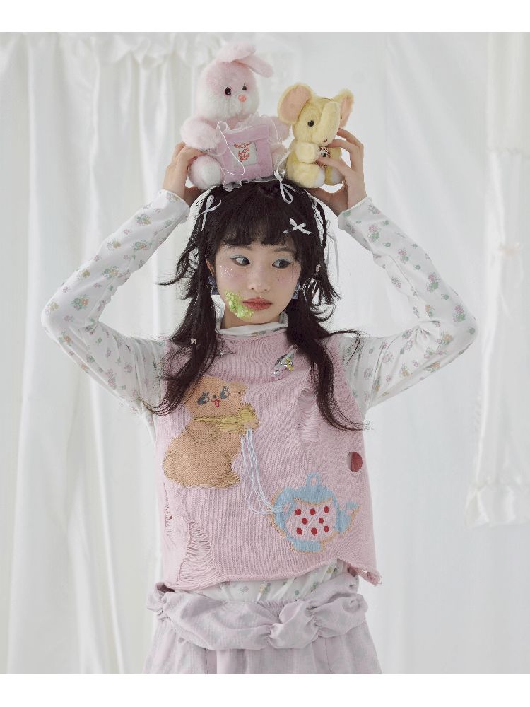 Raglan Cute Knit Vest【s0000004646】