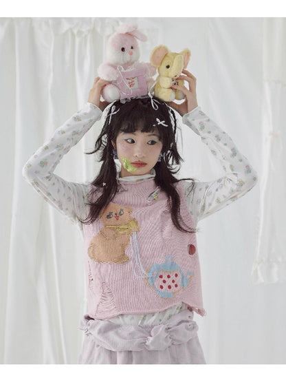 Raglan Cute Knit Vest【s0000004646】