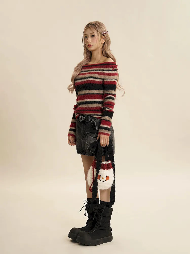 One shoulder Slim sweater【s0000005996】