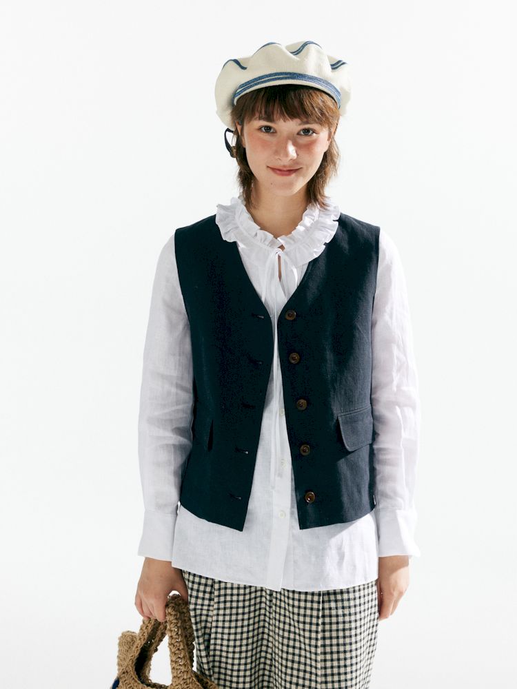 Retro Casual V-neck Linen Vest Jacket【s0000007627】