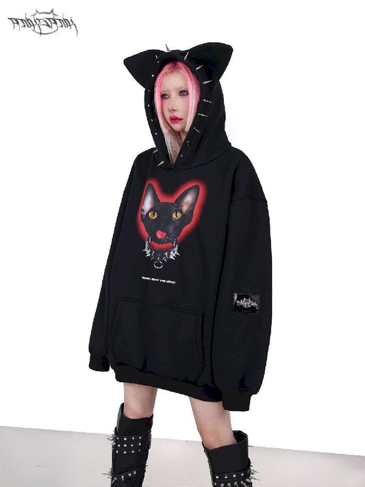 Hooded Studded Rock Punk Genderless Sweatshirt【s0000005701】