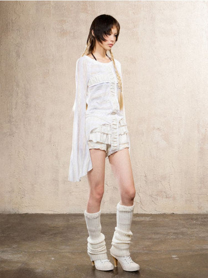 Cross Stripe Long Sleeve Thin Top【s0000009483】