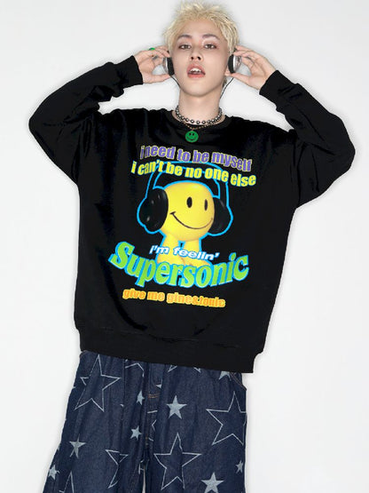 American Casual Street Smiley Loose Pullover【s0000010265】