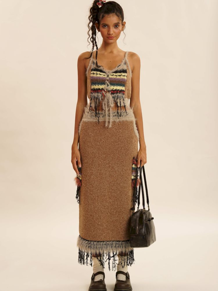 Mixed yarn interweaving stripes sweater【s0000006008】