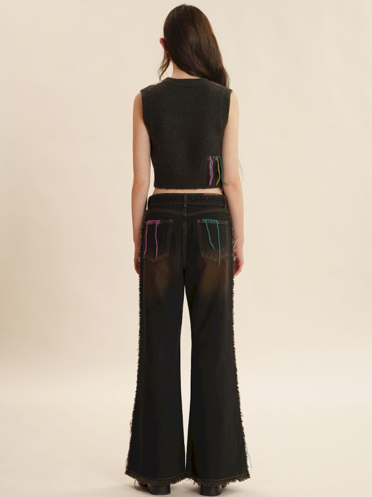 Fringe Sleeveless Knit Vest【s0000006030】