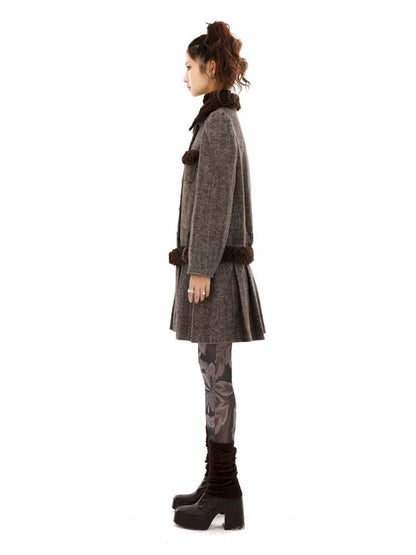 Tweed Single Breasted Coat Jacket Pleated Skirt【s0000006257】