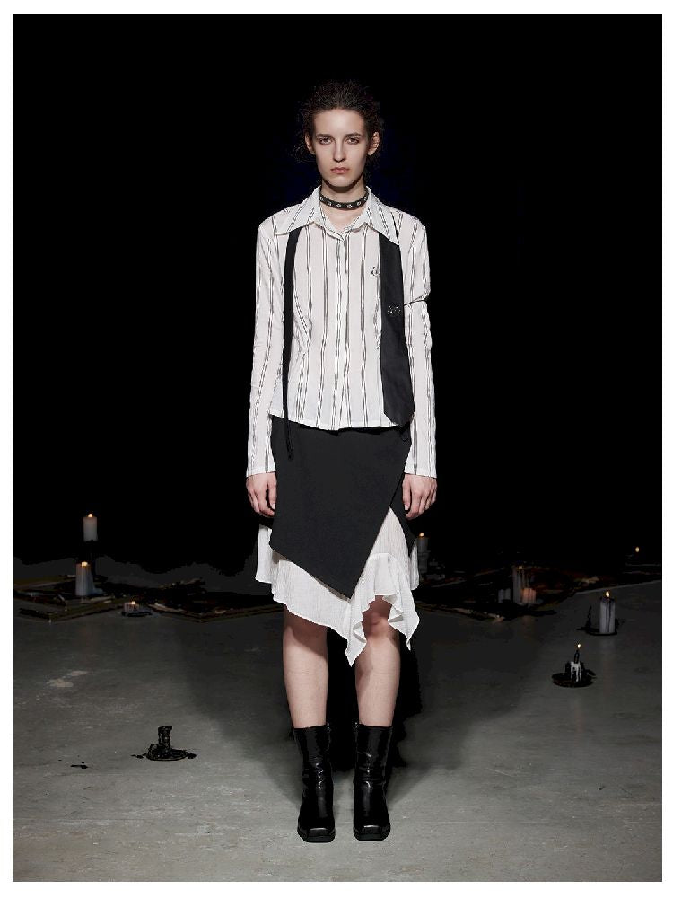 Lace Color Clash Natural Waist Half Skirt【s0000005500】