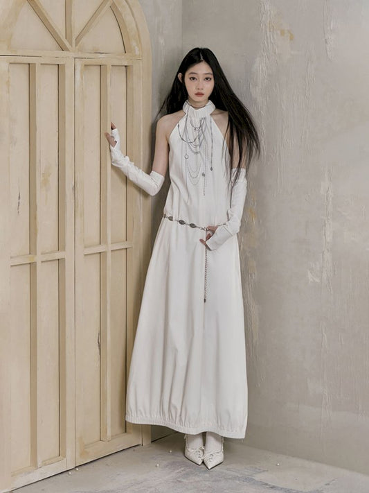 Hanging Neck Sleeveless Vest Printed Dress【s0000007789】